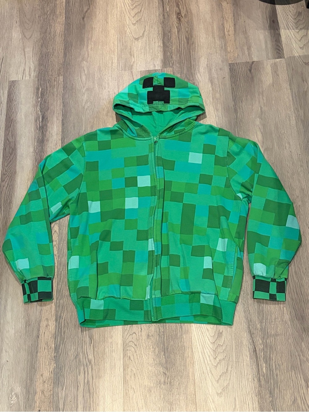 Kids Green Pixel-Print Zip Hoodie Jacket